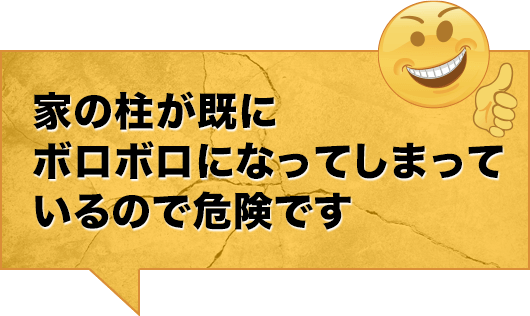 家の柱が既にボロボロになってしまっているので危険です（SP）